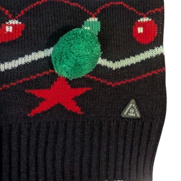 American Stitch vest size large ugly Christmas sweater pom pom balls cardigan XL - Picture 3 of 7